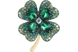 Oenothera Rhinestone Four Leaf Brooch, Brooches for Women UK, Crystal Brooch for Women, for Women Girls Birthday Gift Wedding Party Supply