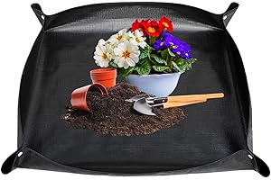 MIZIJIA Tapis de Jardinage Imperméable, 100x100 cm Noir Tapis de Rempotage, Tapis de Plantation en Matériau PE, Tapis Jardin Pliable, Tapis de Transplantation pour Rempotage, Semis