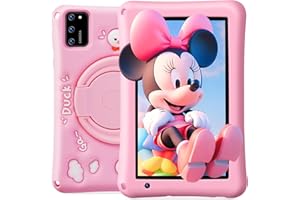 BISAIKASOW Tablet Niños 7 Pulgadas Android 13, Tableta Octa-Core 8GB+64GB, 5800mAh Batería, Cámaras 5MP+8MP, Pantalla HD, Control Parental, Funda Silicona Antigolpes Niños (Rosa​​)