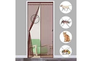 Aibingbao MagnéTique Moustiquaire Porte 90x225cm(35x89inch) Rideau Moustiquaire Moustiquaire de Porte Rideau Anti Mouche pour Porte d Entrée Intérieur/Patio/Coulissante, Brown A