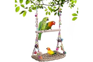 UOSIWYA Vogelspielzeug für Wellensittiche, Nymphensittich Spielzeug mit Glocke Wellensittich Spielzeug Vogelkäfig Zubehör Schaukel Vogel Hängende Hängematte Spielplatz für Finken Sittiche