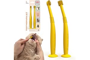 PAW IN TOWN PAWINTOWN Soft Cat Toothbrush Set – Suitable for Dogs – Food Grade Silicone – Dental Care, Teeth Cleaning, Tooth Brushing Kit (Dazzling Daffodil)