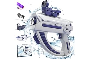 colmanda Pistola ad Acqua Elettrica, Pistole ad Acqua Elettriche per Bambini Adulti, Pistola ad Acqua con Un Clic con Portata di 32 Piedi, Adatto per Feste Estive in Piscina e Spiagge (Blu)