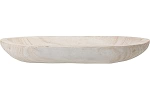 Bloomingville Bowl, Paulownia Wood, Whitewashed