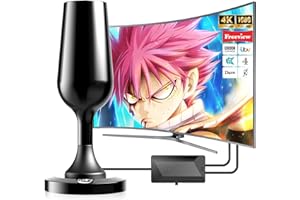 DGUPSP TV Aerial Indoor, Freeview Indoor TV Aerial with 560+ Miles Range, 360° Reception Magnetic Base, Support VHF/UHF/DAB Radio -All TVs