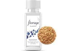 ‎FLORAGE Florage 100ml Saunaaufguss SANDELHOLZ - 50 Jahre Erfahrung als deutsche Duftmanufaktur, hochergiebiges Aufgussmittel für die Sauna, viele Aufguss Düfte, vegan und ohne Tierversuche, auch als Set