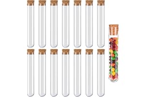 TIANLONG 60 PCS Plastic Test Tubes, Clear Plastic Test Tubes with Cork Stoppers, with Lids Transparent Sealing Storage Tube,for DIY Craft Spices Liquids Sweets Candy Seeds, 18x105mm.
