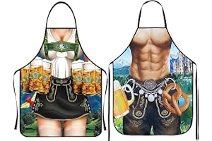 EPMOCN 2-pack Oktoberfest-förkläden för män och kvinnor, traditionell bayerdräkt för ölfest, tyrolsk stil kök och grill förkläde, karnevalstillbehör, 80 x 60 cm