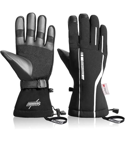 ROTTO Gants D'Hiver Hommes Femmes - Imperméables 100%, Isolés 3M Thinsulate, Touchscreen - Pour Cyclisme, Ski, Randonnée (Noir) - 6