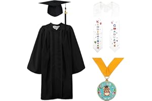 GraduationMall Kinder Abschluss Talar mit Doktorhut 2025 Kindergarten Stola Bär Medaille Package Abschlussgeschenk 12 Farbe