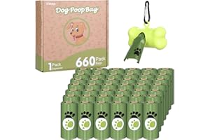 AOKEASE Sacchetti Cane, 44 Rotoli (660 Sacchetti) Sacchetti per Escrementi Del Cane con 1 Dispenser, Sacchetti per Escrementi Cani Fatti da Amido di Mais, Extra Spesso a Prova di Perdite Dog Poo Bags.