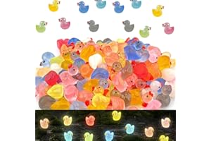 DYMHQ 100 Pièces Mini Canards Lumineux en Résine, 10 Couleurs Mini Canard Miniatures Figurine, Canard Miniatures pour Aquarium, Petits Canard pour Bricolage Jardin Décoration