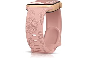 HalfYue Mniszek lekarski, grawerowany pasek kompatybilny z Apple Watch 38 mm, 40 mm, 41 mm, 42 mm, 44 mm, 45 mm, 49 mm, dla kobiet, miękki, kwiatowy silikonowy pasek