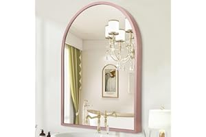 HLFMVWE Arched Wall Mirror for Bathroom,Mirrors for Wall Vanity Mirror Decor Bedroom Vanity Entryway Living Room, Metal Frame 65 x 45cm Rose Gold