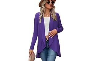 Famulily Cardigans for Women UK, Long Sleeve Open Front Cardigans Casual Solid Color Waterfall Cardigans Size 8-16