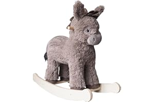 Little Bird Told Me - Norbert Donkey Rocking Toy for Toddler 12+ Months Unisex - Soft Plush Fabric, Solid Wooden Frame & Rockers, Scrunchy Ears & Tail - British Brand Since 2007