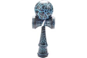 KVSERT Wooden Toy Outdoor Sports Kendama Toy Children and Adults Outdoor Sports Crack Beech Wood Colorful Design Black and Blue