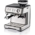 Ariete Espresso Coffee Machine with Grinder and Milk Frother, 1600W, 15 Bar, Maxi Cappuccino Maker, Compatible with Ground Coffee and ESE Pods, Auto shut-off, Ideal for Home and Office - ART1313