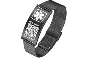 Theluckytag Collar de alerta médica para hombres y mujeres, collar médico de 19 pulgadas grabado con código QR, collar de identificación médica, más espacio personalizado en línea información médica