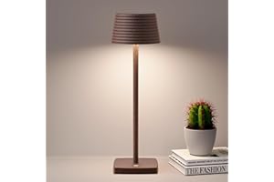 HYMZP Lampada da Tavolo Senza Fili Ricaricabile da Comodino o Scrivania con Presa USB, Lampada da Tavolo in Metallo, Dimmer Touch Cordless Lampada per Camera, Ristoranti, Ufficio, Bar(Ruggine)