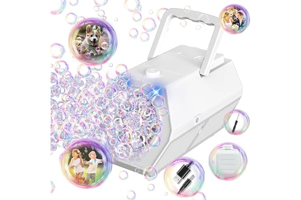 Machine à Bulles Portable De Mise à Niveau 20000 + Bulles/Min avec Solution à Bulles/LumièRe, Machine à Bulles pour Enfants,Cadeau D'extéRieur pour Mariage/Fête