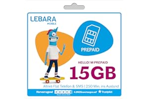 Lebara Hello! - Scheda SIM prepagata M | Tariffa cellulare senza contratto | incl. Allnet Flat Minuti & SMS in tutte le reti DC + 13 GB LTE + 150 minuti all'estero + roaming UE