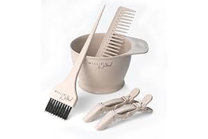 Millie Wilford, Hair Dye Bowl and Brush Set - Hair Colouring Tool Kit for Highlights, Tinting, bleaching and Root Touch-up at Home, Recycled Plant Fibre (5 piece)