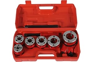 WANWANPER Klempner-Rohrgewinde-Kit, Werkzeug für das Gewindeschneiden von Rohren Manuelles Einfädler-Set aus Stahl für Sanitärinstallationen mit 6 Matrizen 1/4", 3/8", 1/2", 3/4", 1", 1-1/4"