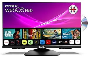 Cello Televisor Inteligente C2425WSF de 24 Pulgadas y 230 V con DVD HD, Altavoces de Alta definición, FreeSat: Netflix, Prime Video y Disney+, LG WebOS Kitchen, Bluetooth y Triple sintonizador [2025]