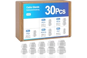 MYTHOSURGE 30 Stück Wasserdichte Kabel Verschraubung PG7, PG9, PG11, PG13.5, PG16 Kabelverschraubung Wasserdichte,Kabelverschraubungen Gelenke mit Dichtungen für Schaltkasten Abzweigkasten