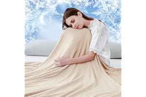 ‎LUXEAR Luxear selbstkühlende Decke, Arc-Chill Q-Max 0,5 Kühldecke, 2 in 1 doppelseitige dünne Sommerdecke Baumwolle, kühlende Decke für Menschen Bettüberwurf Babydecke Kuscheldecke, 150 x 200cm-beige