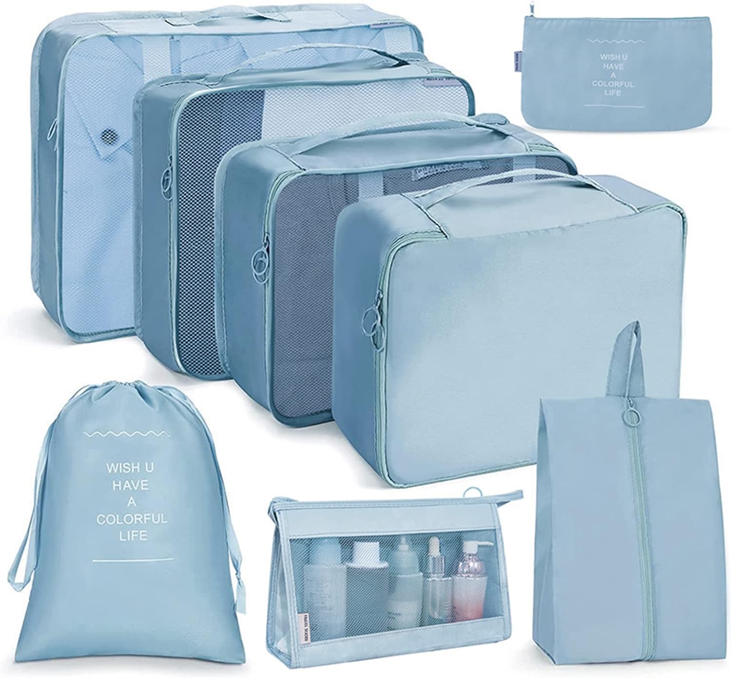 OSDUE Organizers for Suitcases, 8 Set of Luggage Organizer, Waterproof Organizer Suitcase Packing Bags for Travel Shoes Packi