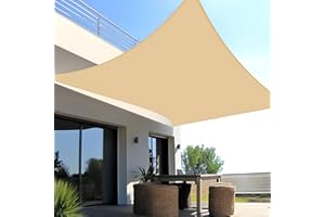 SUNNY GUARD Toldo Vela de Sombra Impermeable 2x4m Rectangular a Prueba de Viento protección UV para Patio,Jardín, Exteriores, Terraza, Color Arena