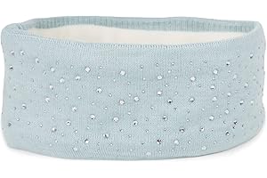 ‎STYLEBREAKER styleBREAKER Damen Stirnband mit Strasssteinen und weichem Fleece-Innenfutter, Feinstrick Haarband, warmes Headband 04026003, Farbe:Eisblau