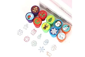 O-KINEE Timbri Natalizi, 10 Pezzi Timbro Natale, Timbri Natalizi per Bambini, Regalini Natale Bambini, Gadget Natalizi per Bambini Scrapbooking Stampa Fai da Te Natale Regalo Imballaggio Carte Busta Accessori