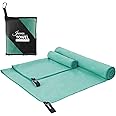 JASUEN Microfibre Towel Set- Compact Ultra light Quick Dry Towel for Travel Hiking Camping Sports Gym Beach Swimming Yoga