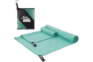 JASUEN Mikrofaser Handtuch Set-Badetuch Groß(180x80cm)+Handtüch Klein(80x40cm)-Leicht Farbecht Schnelltrocknend Microfaser Ha