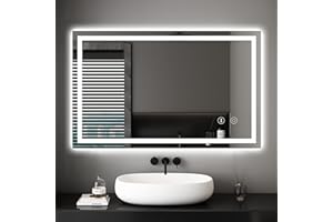‎DRIPEX Dripex Badspiegel mit Beleuchtung Led Spiegel mit Touch-Schalter, Dimmbar, 3 Lichtfarbe Einstellbare Badezimmerspiegel mit Beleuchtung, Beschlagfrei 60 x 100 cm
