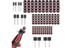 KUBDPQOR 132 Stück Schleifhülsen, Schleifbänder Set mit 120 Stück und 12 Schaftschleiftrommeln, Schleifhülsen Set für Dremel Elektrowerkzeuge, Schleifwalze für Dremel Drehwerkzeug