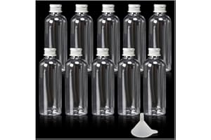 Kitnish Mini Alcohol Bottles 80ml Juice Bottle With Silver Screw Caps,Reusable Empty Bottles With Funnel,Mini Plastic Bottles Shot Bottles Mini Bottles Suitable for Going Out And Party.