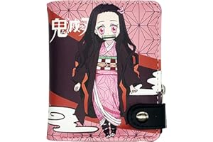 wopin Demon Slayer Geldbörse Kinder, Anime Geldbörse,Demon Slayer Portemonnaie für Jugendliche Mädchen,Nezuko Geldbörse,Rosa Bifold PU Leder Kleine Geldbörse,11.8 x 9 cm