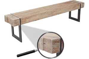 ‎MENDLER Mendler Sitzbank HWC-A15, Esszimmerbank Bank, Tanne Holz rustikal massiv MVG-Zertifiziert - naturfarben 180cm