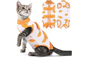 PUMYPOREITY Body Post-Operaori Gatti, Maglietta Medica da Recupero Post Intervento Cat Tutina Gilet Chirurgia Morbido Traspirante Recovery Suit Shirt per Gatti di Taglia Piccola Media Grande(Arancione, M)