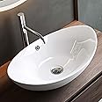 Mai & Mai Bathroom Sink Basin Countertop Wash Basin | Ceramic Bright White Oval | WDH: 59x38×19cm | Bathroom Sink with Nano-Coating | Br818