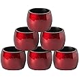 Argon Tableware Metallic Napkin Rings - Red - 4.5cm - Pack of 6 - Metallic Finish Reusable Dining Table Setting Napkin Buckle Holder for Christmas, Party Celebrations, Restaurant Tableware Decor