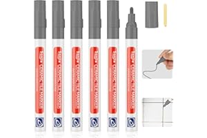 DONQL 6 Stück Fugenstift Grau, Fugenstift Fliesen,Fugenmörtel Bad Wasserfest,Fugenstift Anthrazit Edding,Fugenreparatur Bad mit Ersatzspitze für Fliesen Wand Boden von Fliese Badezimmer