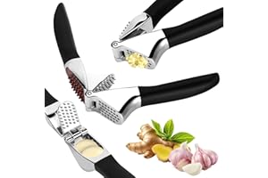 ZIPPICKS Presse-ail Inoxydable de Cuisine Professionnelle, Garlic Press, Hachoir à Gingembre, Facile à Presser et Utiliser, Anti-Rouille, Facile à Nettoyer Et Durable