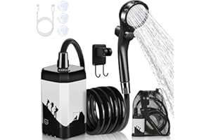 MIAOKE Upgrade Portable Camping Shower, 7800mAh Outdoor Electric Shower Rechargeable Pump with Intelligent Digital Display Temperature Display Shower Head for Camping, Hiking, Traveling