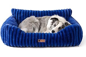 MEWOOFUN Dog Sofa Bed - Cat Beds for Indoor Cats Soft and Fluffy, Cat Sofa Bed Small Calming Dog Bed with Removable Washable Cover (Navy, 91x72x30)