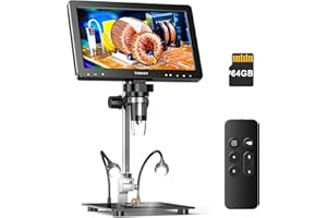 TOMLOV DM9 Max 10.1" HDMI Digital Microscope, 20MP LCD Coin Magnifier, Gift for Collectors with HD IPS Screen, 1080P Soldering Loupe for Adults, 10 Adjustable LED Lights, PC/TV Compatible, 64GB